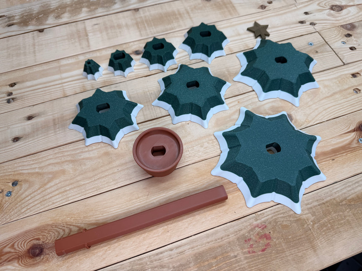 Moderne julepynt med 3D-printet juletræ på 23 cm