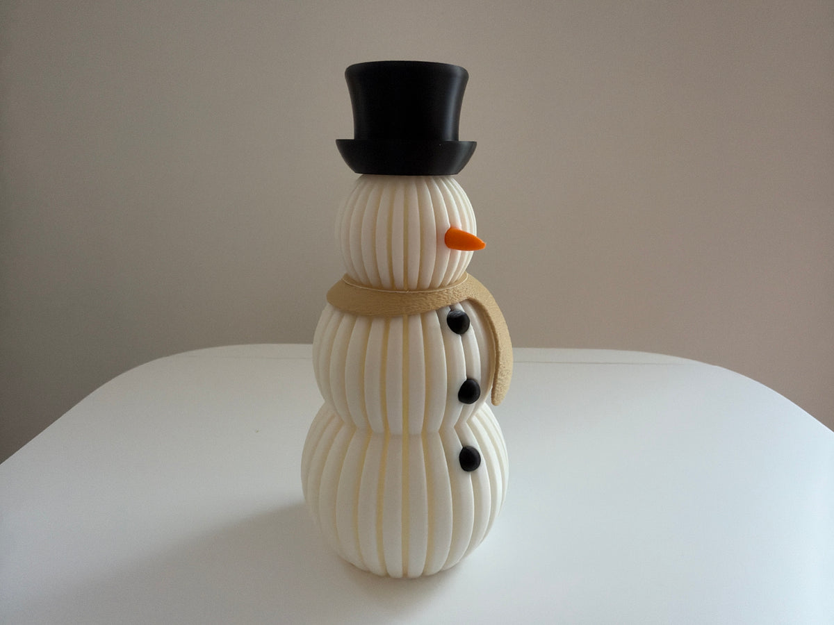 Moderne 3D-printet snemand på 14,5 cm med LED-lys