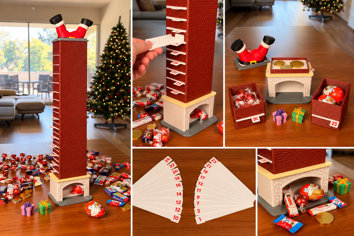 Skorstens-julekalender – 3D-printet slikjulekalender fra Høyberg 3D Design